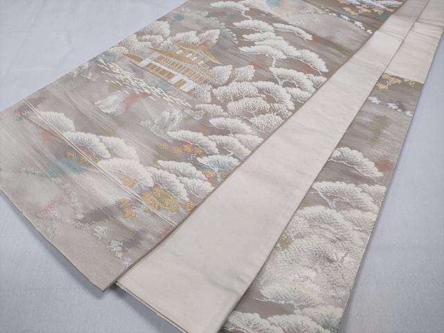 平和屋着物◎六通柄袋帯 風景松花文 金銀糸 正絹 逸品 CABD1724ha