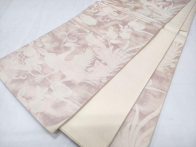 平和屋着物◎六通柄袋帯 鳳凰花唐草文 正絹 逸品 CABD1755ha