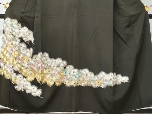 平和屋着物■豪華黒留袖 松葉文 金銀糸 正絹 逸品 CABD1816fb
