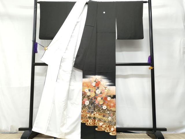 平和屋着物■豪華黒留袖 作家物 籬流水枝花文 正絹 逸品 CABD1819fb