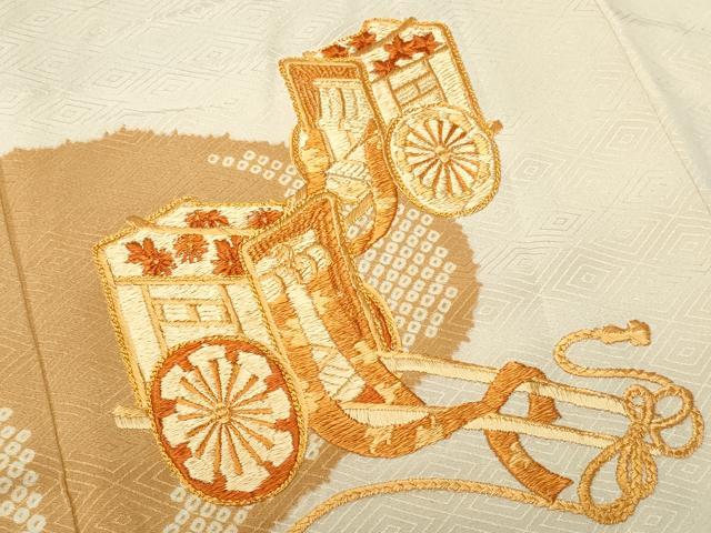 平和屋着物■訪問着 刺繍 流水御所車文 正絹 逸品 CABD1847fb