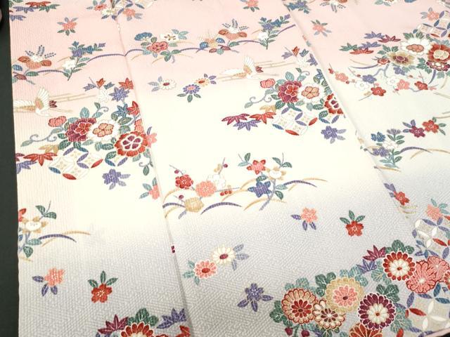平和屋着物■訪問着 飛鶴草花文 暈し染め 金彩 正絹 逸品 CABD1877fb