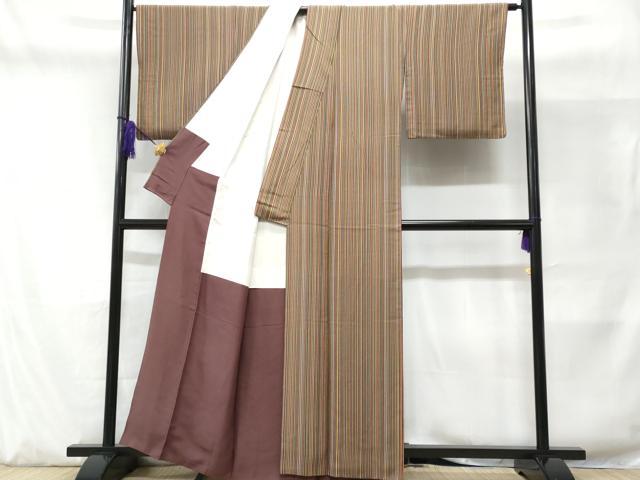 平和屋着物■上質な小紋 縞 正絹 逸品 CABD1879fb