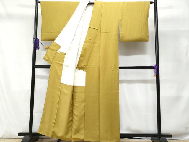 平和屋着物■上質な色無地 菜種油色 正絹 逸品 CABD1882fb