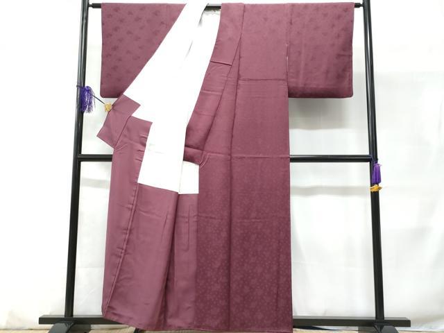 平和屋着物■上質な色無地 楓地紋 似せ紫色 正絹 逸品 CABD1917fb