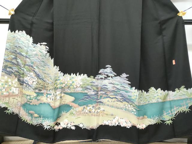 平和屋着物■豪華黒留袖 作家物 水辺風景文 正絹 逸品 CABD1926fb