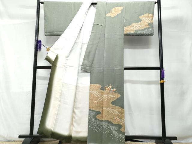 平和屋着物■中国三大刺繍 スワトウ刺繍 訪問着 絞り 道長地紙花文 金彩 正絹 逸品 CABD1958fb