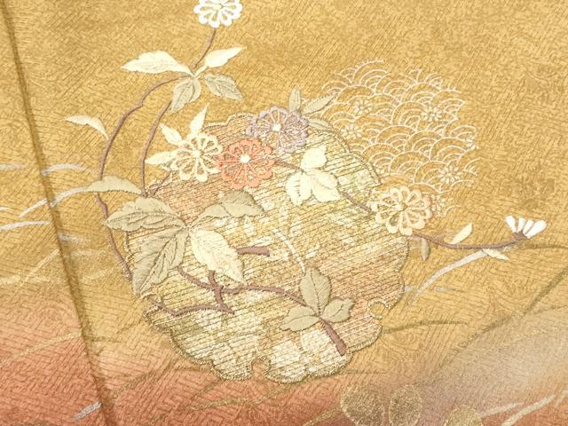 平和屋着物■訪問着 刺繍 雪輪枝花文 暈し染め 金彩 正絹 逸品 CABD1979fb