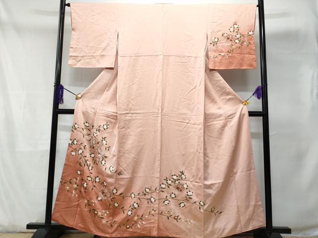 平和屋着物■中国三大刺繍 スワトウ刺繍 訪問着 雪輪枝花文 暈し染め 金彩 小田急百貨店扱い 正絹 逸品 CABD1980fb