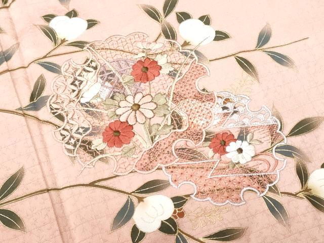 平和屋着物■中国三大刺繍 スワトウ刺繍 訪問着 雪輪枝花文 暈し染め 金彩 小田急百貨店扱い 正絹 逸品 CABD1980fb