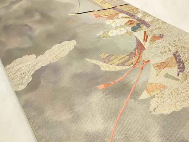 平和屋着物◎六通柄袋帯 唐織 几帳取小そで献上紋 金糸 正絹 逸品 CABD2111qe