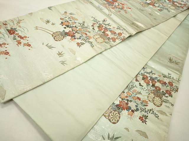 平和屋着物◎六通柄袋帯 唐織 花車文 金銀糸 正絹 逸品 CABD2156qe