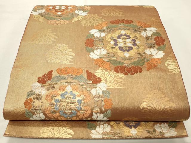 平和屋着物◎六通柄袋帯 作家物 天平丸紋 金糸 正絹 逸品 CABD2160qe