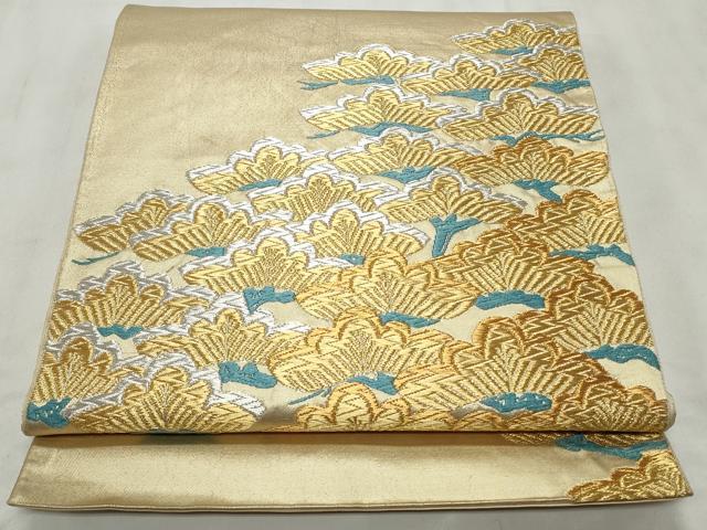 平和屋着物◎太鼓柄袋帯 唐織 枝松文 金銀糸 正絹 逸品 CABD2219qe