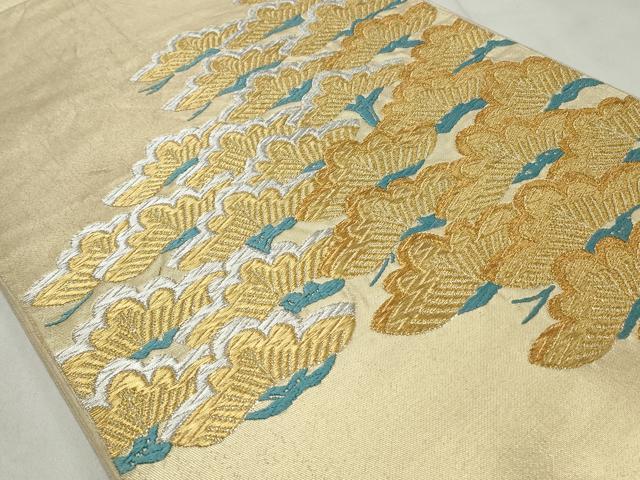 平和屋着物◎太鼓柄袋帯 唐織 枝松文 金銀糸 正絹 逸品 CABD2219qe