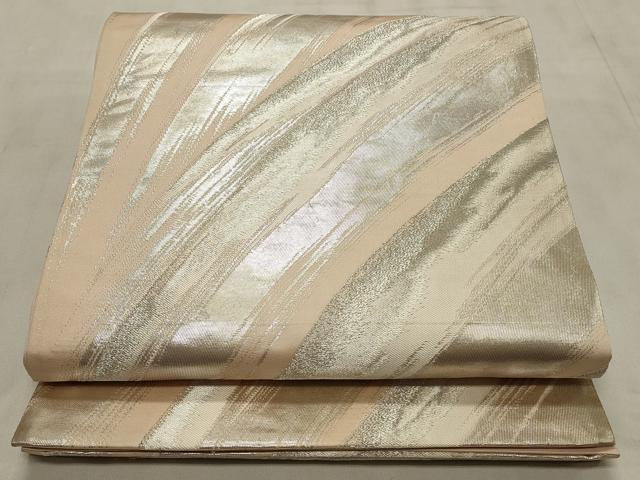 平和屋着物◎六通柄袋帯 霞文 銀糸 正絹 逸品 CABD2245qe