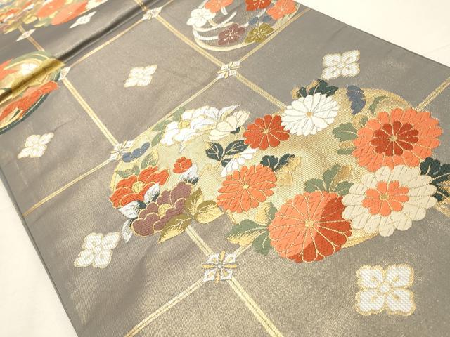 平和屋着物◎六通柄袋帯 唐織 花丸文 金銀糸 正絹 逸品 CABD2284qe