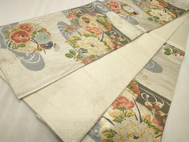 平和屋着物◎佐賀錦 六通柄袋帯 唐織 花丸文 金銀糸 正絹 逸品 CABD2295qe