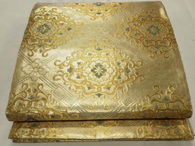 平和屋着物◎佐賀錦 六通柄袋帯 花菱文 金糸 正絹 逸品 CABD2303qe