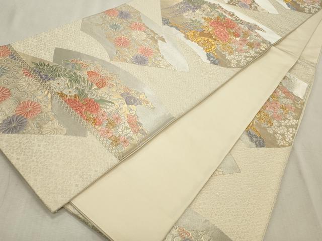 平和屋着物◎六通柄袋帯 唐織 花車文 金銀糸 正絹 逸品 CABD2324qe
