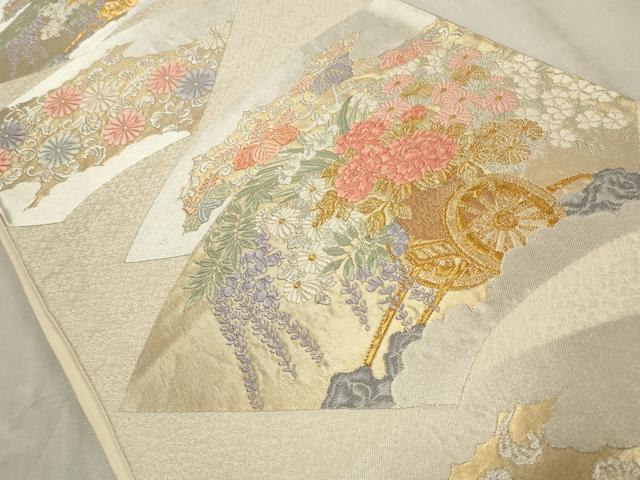 平和屋着物◎六通柄袋帯 唐織 花車文 金銀糸 正絹 逸品 CABD2324qe