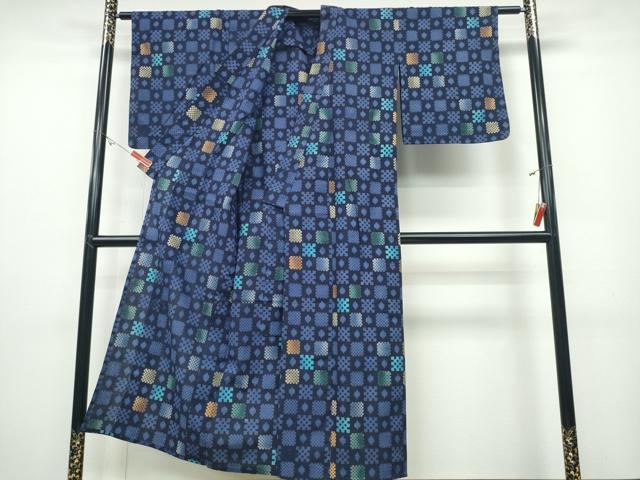 平和屋着物∴夏物 浴衣 市松吉祥文 綿 逸品 CABD2409ng