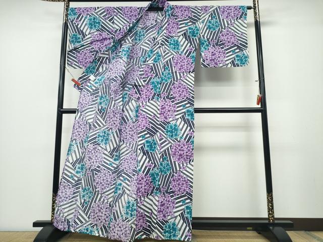 平和屋着物∴夏物 浴衣 紫陽花 綿麻 逸品 CABD2414ng