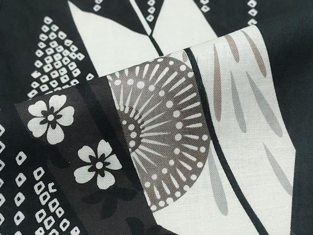 平和屋着物∴夏物 浴衣 矢羽根花火 黒地 綿 逸品 未使用 CABD2419ng