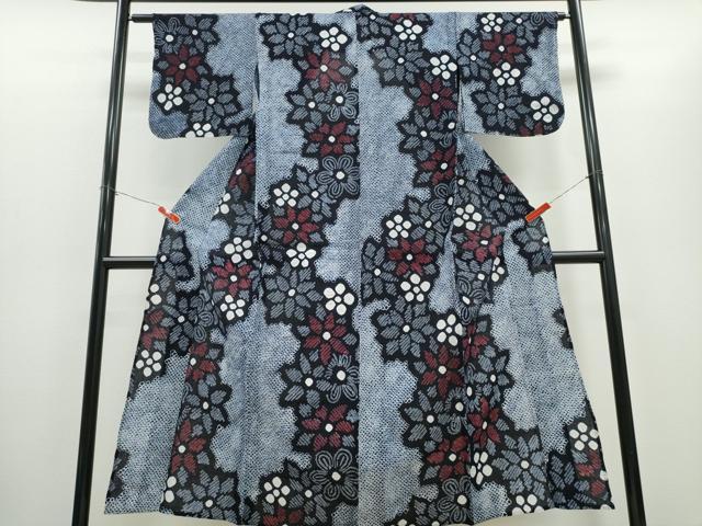 平和屋着物∴夏物 浴衣 有松鳴海絞り 舞花文 綿 逸品 CABD2436ng