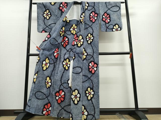 平和屋着物∴夏物 浴衣 有松鳴海絞り 花菱文 綿 逸品 CABD2438ng