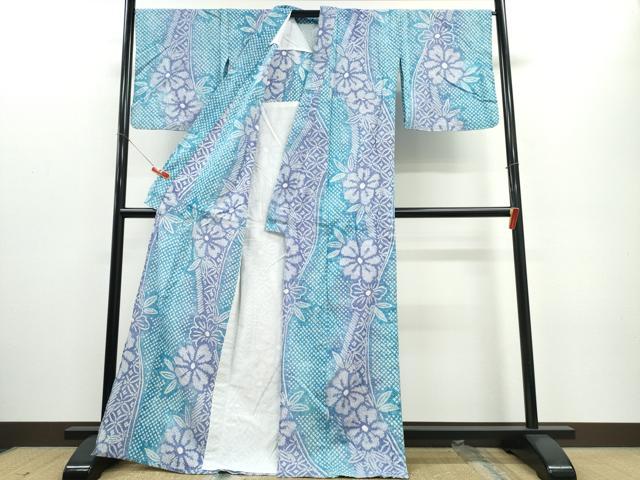 平和屋着物∴夏物 浴衣 有松鳴海絞り 笹竹吉祥花文 綿 逸品 CABD2443ng