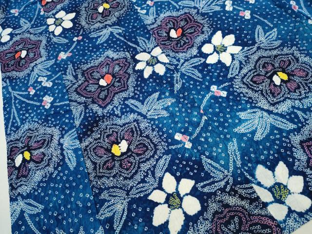 平和屋着物∴夏物 浴衣 有松鳴海絞り 枝花文 綿 逸品 CABD2444ng
