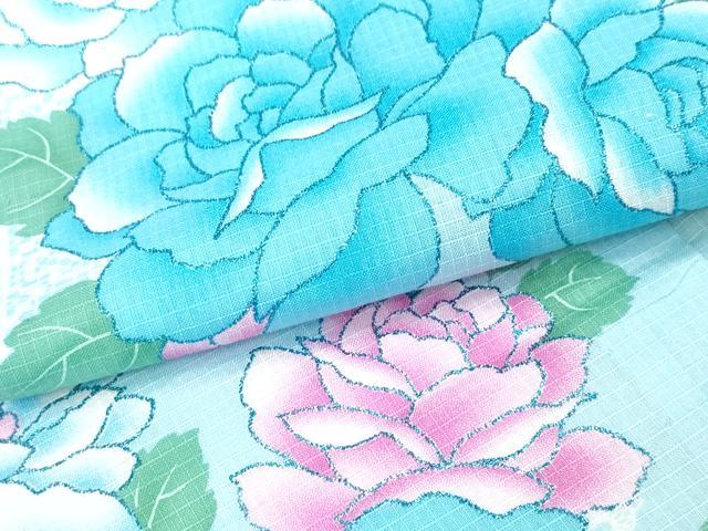 平和屋着物∴夏物 浴衣 綿紅梅 レース薔薇花文 ラメ 綿 逸品 CABD2458ng