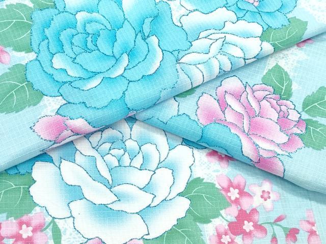 平和屋着物∴夏物 浴衣 綿紅梅 レース薔薇花文 ラメ 綿 逸品 CABD2458ng