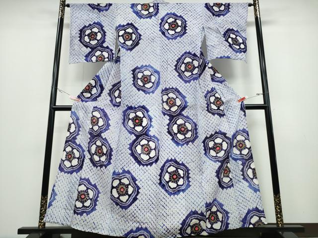 平和屋着物∴夏物 浴衣 有松鳴海絞り 舞花文 綿 逸品 CABD2468ng