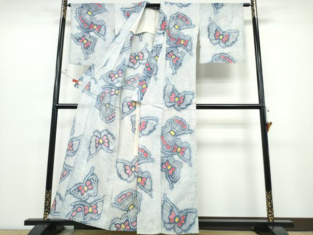 平和屋着物∴夏物 浴衣 有松鳴海絞り 舞蝶文 綿 逸品 CABD2479ng