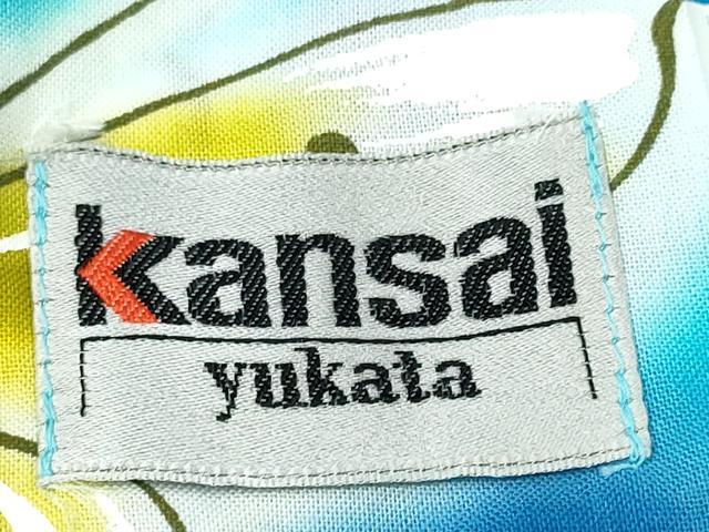 平和屋着物∴夏物 世界的ファッションデザイナー 山本寛斎 kansaiブランド 浴衣 霞斜線舞蝶文 綿 逸品 CABD2482ng