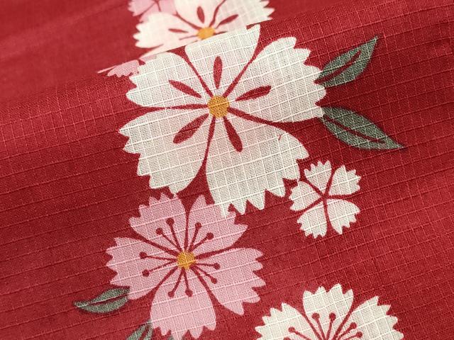平和屋着物∴夏物 浴衣 綿紅梅 舞花文 綿 逸品 CABD2484ng
