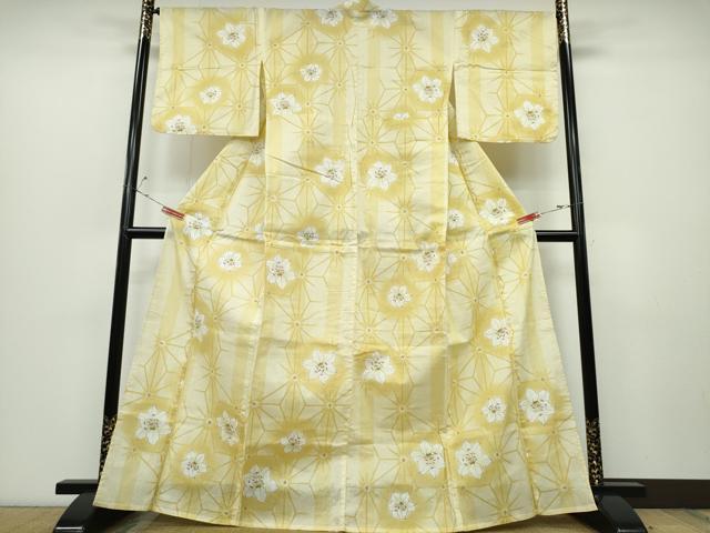 平和屋着物∴夏物 浴衣 百合 麻の葉文様 綿 逸品 CABD2485ng