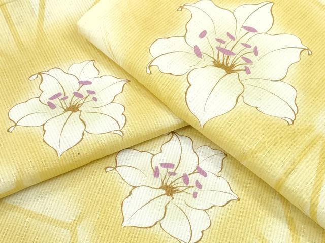 平和屋着物∴夏物 浴衣 百合 麻の葉文様 綿 逸品 CABD2485ng