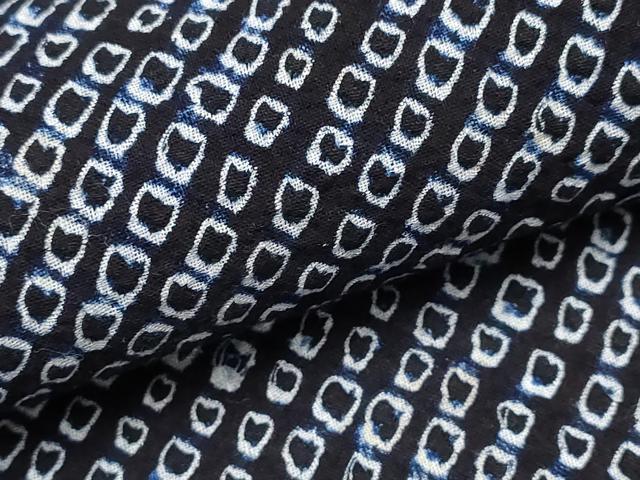 平和屋着物∴夏物 男性 浴衣 有松鳴海絞り 黒地 綿 逸品 CABD2494ng
