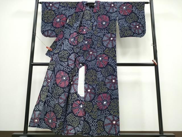 平和屋着物∴夏物 浴衣 有松鳴海絞り 番傘流水文 綿 逸品 CABD2503ng