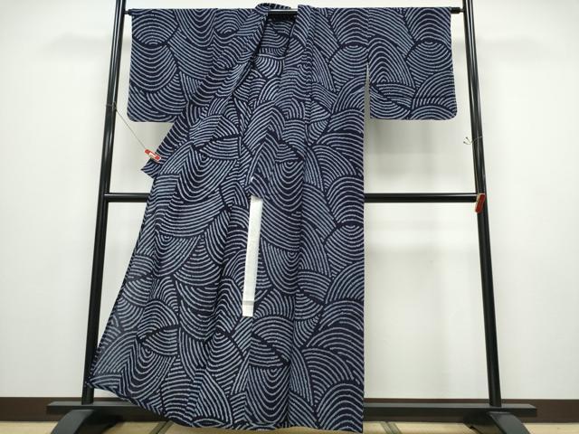 平和屋着物∴夏物 浴衣 有松鳴海絞り 流水文 綿 逸品 未使用 CABD2504ng
