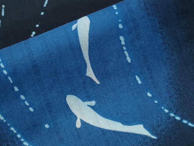 平和屋着物∴夏物 浴衣 魚 流水文 黒地 綿 逸品 CABD2526ng