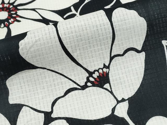 平和屋着物∴夏物 浴衣 綿紅梅 舞花尽くし 黒地 綿 逸品 CABD2530ng