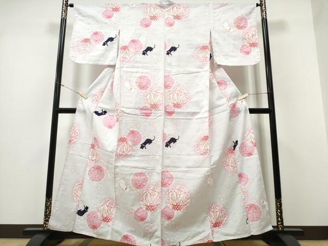 平和屋着物∴夏物 浴衣 毬 猫 綿 逸品 CABD2544ng