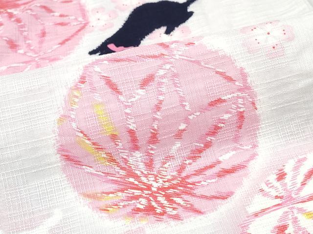 平和屋着物∴夏物 浴衣 毬 猫 綿 逸品 CABD2544ng