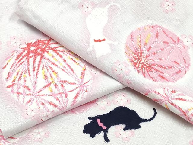 平和屋着物∴夏物 浴衣 毬 猫 綿 逸品 CABD2544ng