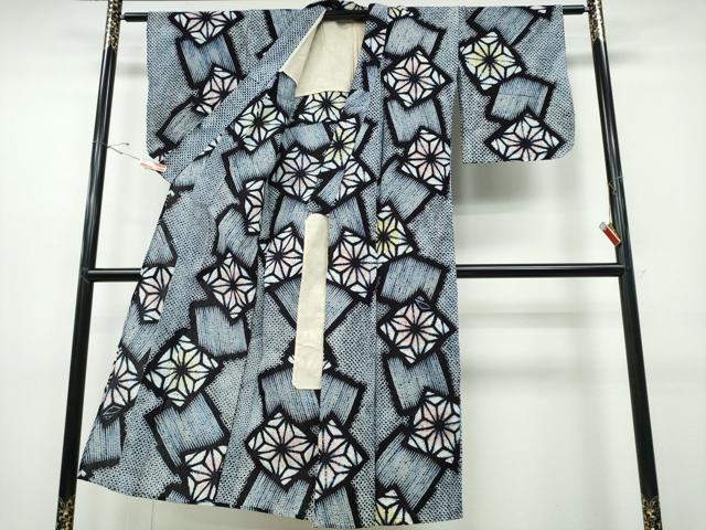 平和屋着物∴夏物 浴衣 有松鳴海絞り 色紙重ね麻の葉文様 綿 逸品 CABD2556ng