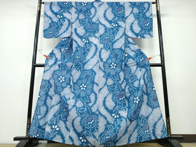 平和屋着物∴夏物 浴衣 有松鳴海絞り 流水花文 綿 逸品 CABD2566ng